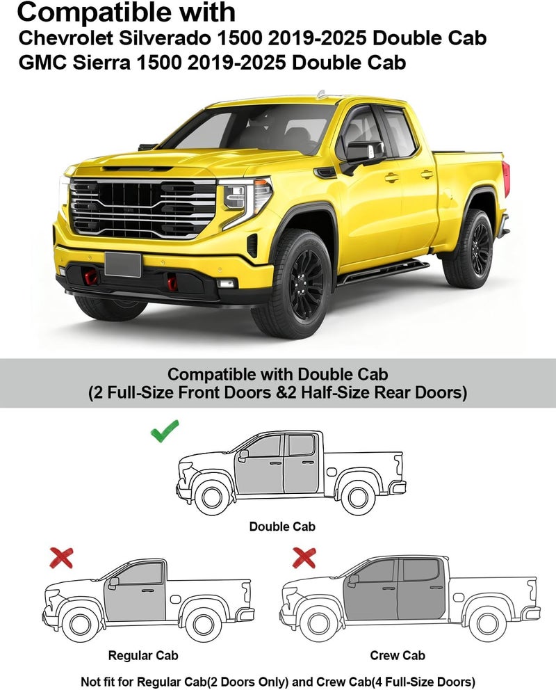 Deejecsun in-Channel Window Rain Guards Fit for Truck Chevy Silverado GMC Sierra 1500 2019-2026 Double Cab Rain Guards Extra Durable Side Window Deflectors Vent Visors Vent Shades Car Accessories - Image 3